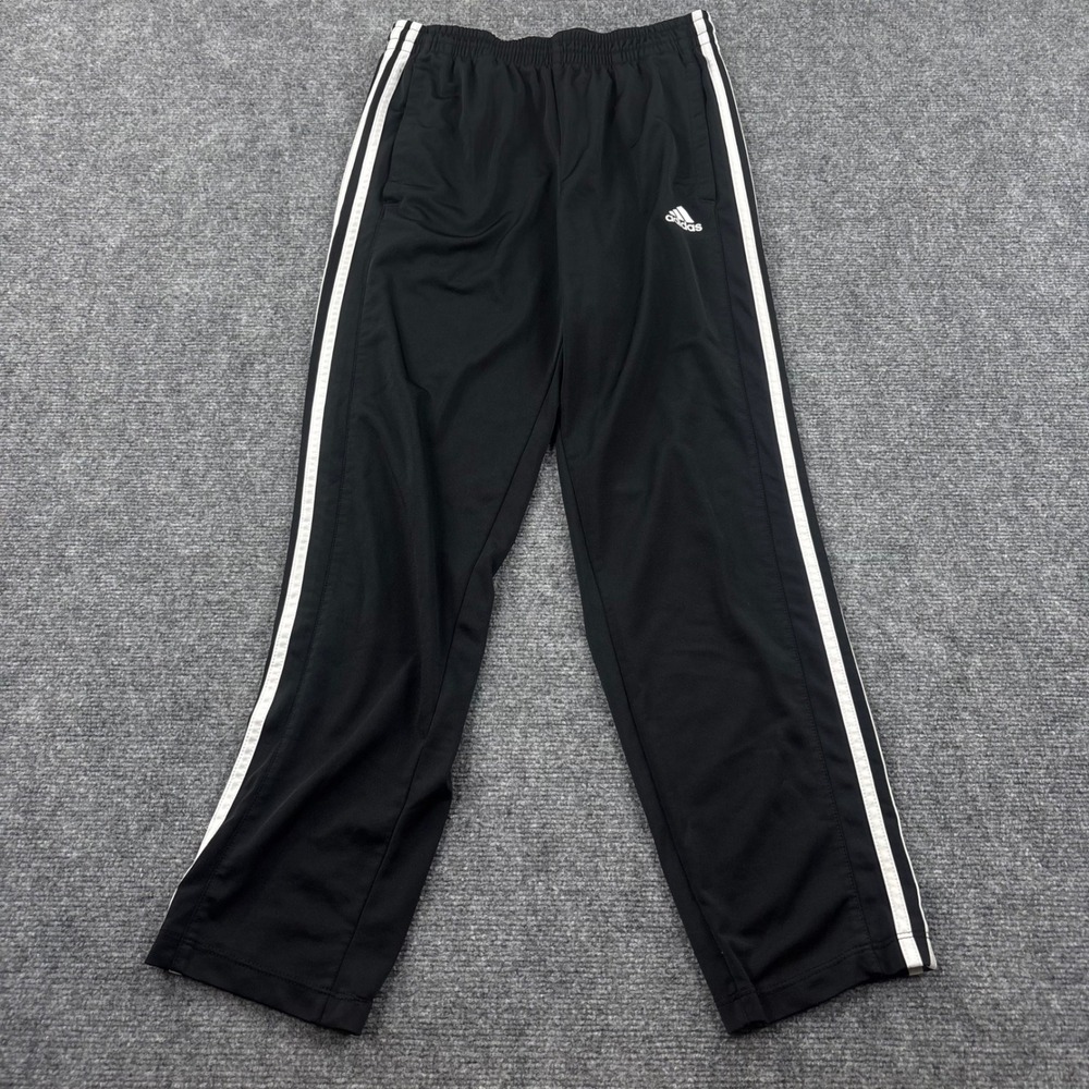 Adidas Track Pants Medium Black 3-Stripe Elastic Waist Athletic Trousers Womens - Picture 2 of 7